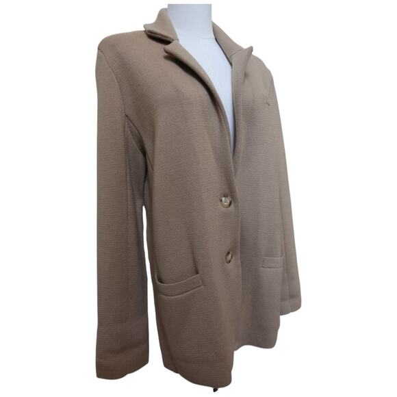 TWP Knit Merino Wool Boyfriend Blazer Jacket In Camel Size L - Picture 7 of 14